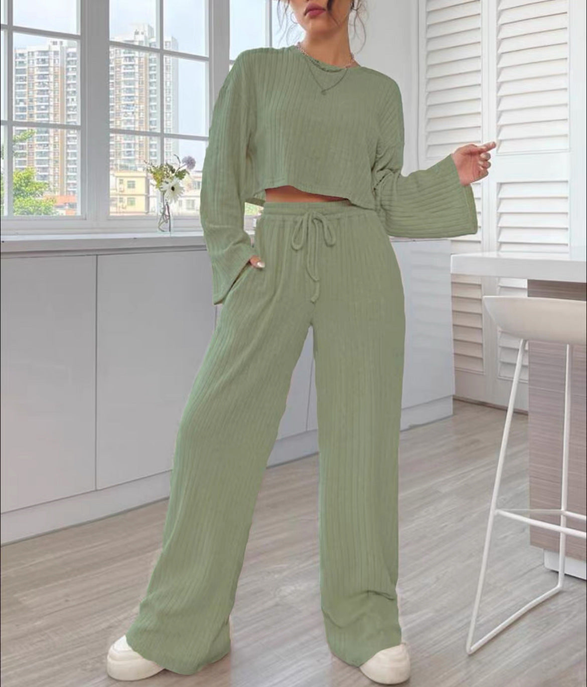 Knitted Long Sleeve Suit Set
